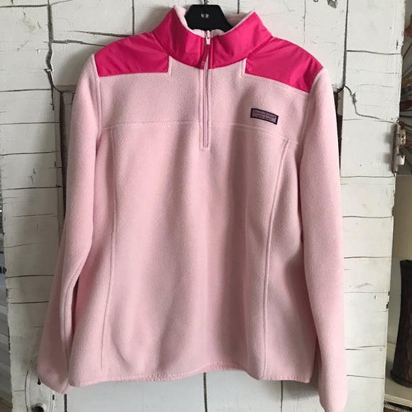 Vineyard Vines Jackets & Blazers - Vineyard Vines pink fleece shep pullover jacket M